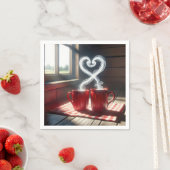 Rode Mokken met stomende hartverbinding Servet (Insitu)