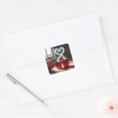 Rode Mokken met stomende hartverbinding Vierkante Sticker (Envelop)