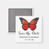 Rode Monarch Vlinder Bruiloft Save the Date Magneet (Voorkant / Achterkant)