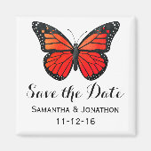Rode Monarch Vlinder Bruiloft Save the Date Magneet (Voorkant)