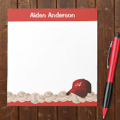 Rode Monogram Baseball Pet Notitieblok