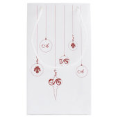 Rode Monogram Bauble Hangende Ornamenten Gift Bag Klein Cadeauzakje (Achterkant)