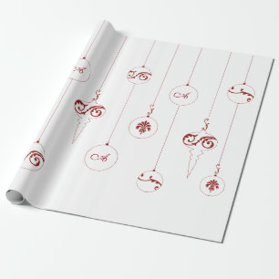 Rode Monogram Bauble Hangende Ornamenten Kerst Cadeaupapier