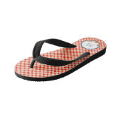Rode  monogram bloemen kinder teenslippers (Schuin)