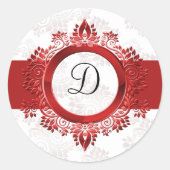 rode monogram envelop ronde sticker (Voorkant)