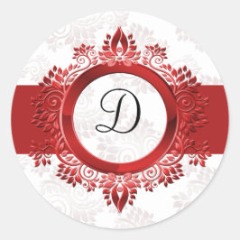 rode monogram envelop ronde sticker