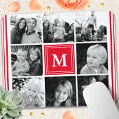 Rode monogram familie foto collage muismat