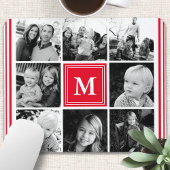 Rode monogram familie foto collage muismat