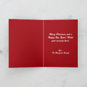 Rode monogram familie foto's met kerstmis kaart (Binnen)