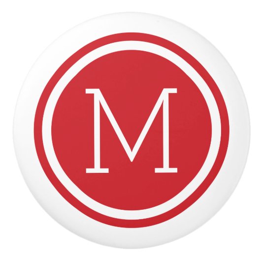Rode Monogram Gepersonaliseerde Ladeknop Keramische Knop (Voorkant)