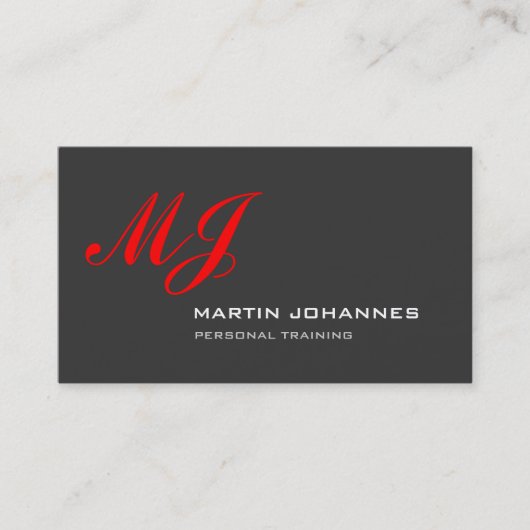 Rode Monogram Grijs Personal Trainer Visitekaartje (Voorkant)