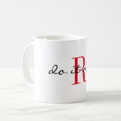 Rode Monogram Initiaal 'doe het nu' Design 11oz Koffiemok (Voorkant links)
