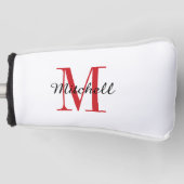 Rode Monogram Initiaal en naam op maat Golfheadcover (Voorkant)