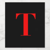 RODE MONOGRAM INITIAAL T WIJN ETIKET (Enkel label)