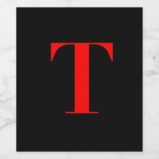 RODE MONOGRAM INITIAAL T WIJN ETIKET (Enkel label)