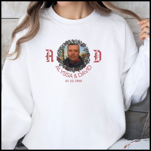 Rode Monogram Koppels Trouwen Jubileum Vrouw Trui