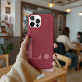 Rode Monogram Letter Eenvoudige Kleur Minimalistis iPhone 15 Pro Case