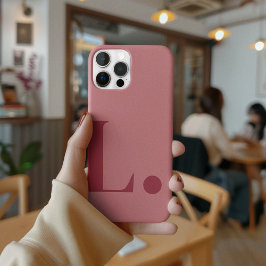 Rode Monogram Letter Eenvoudige Kleurminimalistisc iPhone 15 Pro Case