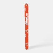 Rode Monogram Lieve Hartjes Patroon iPhone 16 Hoesje (Linkerkant)