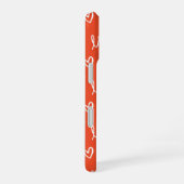 Rode Monogram Lieve Hartjes Patroon iPhone 16 Hoesje (Rechterkant)