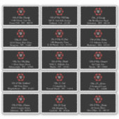 Rode Monogram Poker Chip Casino Bruiloft Adres Sticker (Voorkant)