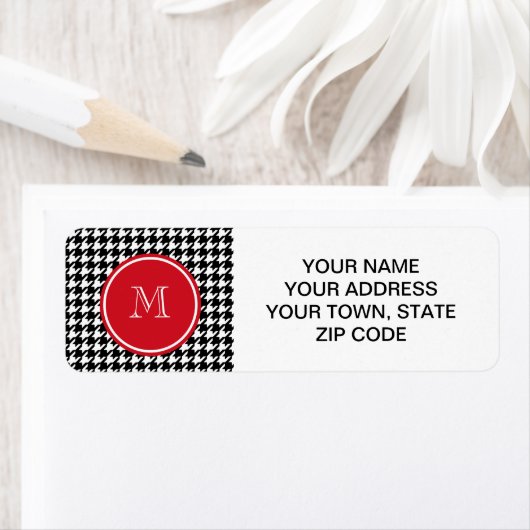 Rode monogram voor zwart-wit etiket (Insitu)