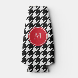 Rode monogram voor zwart-wit flesjeskoeler