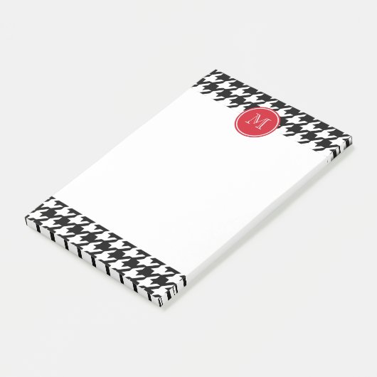 Rode monogram voor zwart-wit post-it® notes (Schuin)