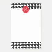 Rode monogram voor zwart-wit post-it® notes (Voorkant)