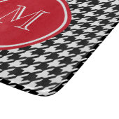 Rode monogram voor zwart-wit snijplank (Hoek)