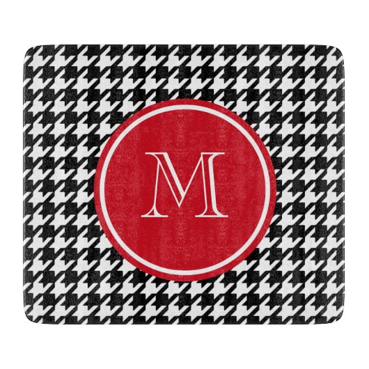 Rode monogram voor zwart-wit snijplank (Voorkant)