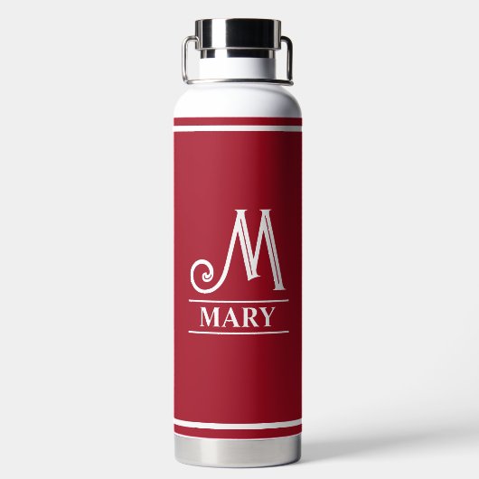 Rode monogram waterfles (Achterkant)