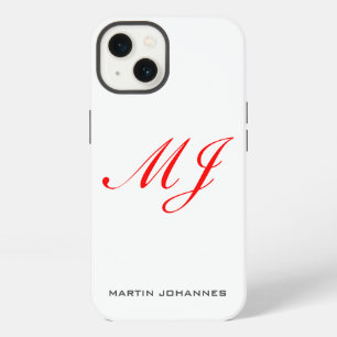 Rode Monogram Wit Modern Minimalistisch iPhone 13 Hoesje