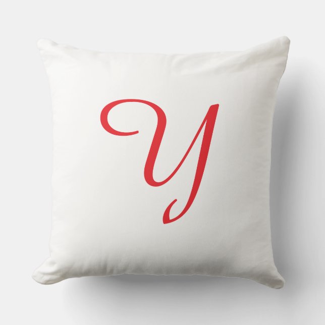 Rode Monogram Y Witte Vierkant  Kussen (Voorkant)