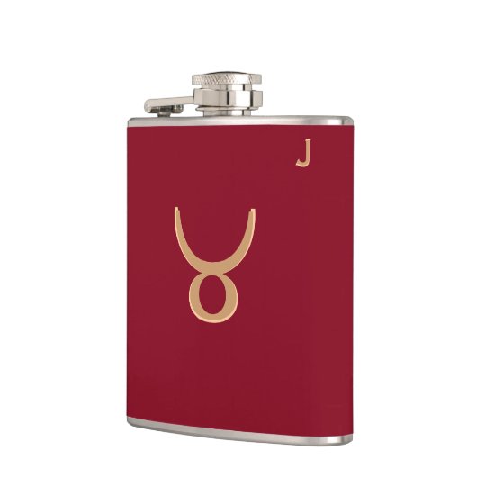 Rode monogramfles - Zodiac - Stier Heupfles (Links)