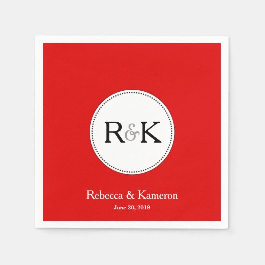 Rode Monogrammed Wedding Servetten (Voorkant)