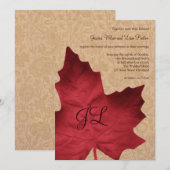 Rode  Monogrammed Wedding Uitnodiging (Voorkant / Achterkant)