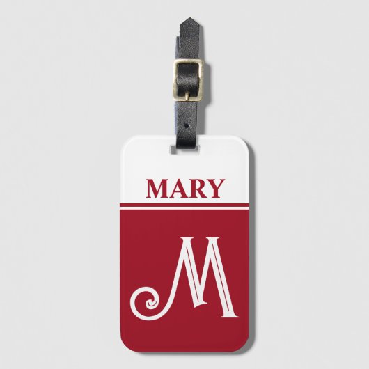 Rode Monogrammen Bagagelabel (Voorkant (verticaal))