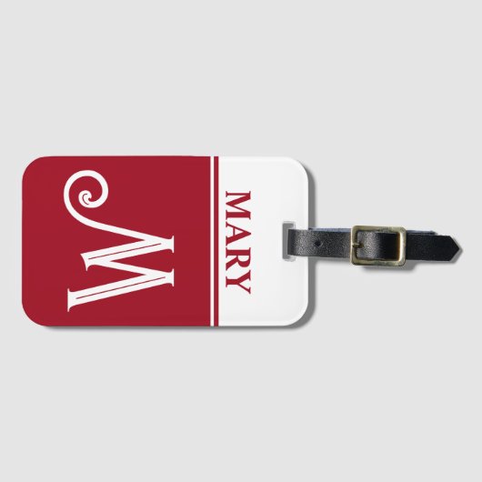 Rode Monogrammen Bagagelabel (Voorkant (horizontaal))