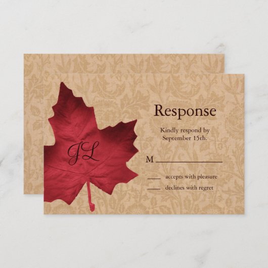 Rode  monogrammen RSVP (Voorkant / Achterkant)