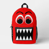 Rode Monster Grote Ogen en Jagged Tanden Gepersona Bedrukte Rugzak (Voorkant)
