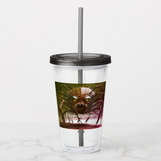 Rode Monster Halloween Acryl Drinkbeker (Voorkant)