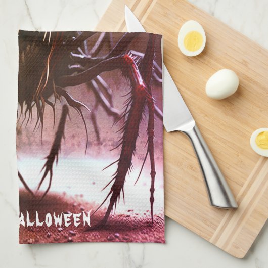 Rode Monster Halloween Keuken Handdoeken (Quarter Fold)