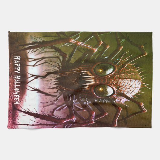 Rode Monster Halloween Keuken Handdoeken (Horizontaal)