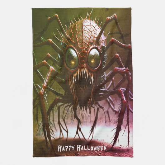 Rode Monster Halloween Keuken Handdoeken (Verticaal)