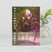 Rode Monster Halloween Party Uitnodiging (Staand voorkant)