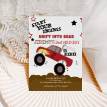 Rode Monster Truck Start Your Engines Verjaardag