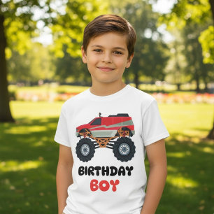 Rode Monster Truck Verjaardag Jongen T-shirt