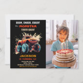 Rode Monster Truck Verjaardag Uitnodigingen Foto (Voorkant)