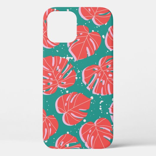 Rode monstera laat een groen naadloos patroon zien Case-Mate iPhone case (Achterkant)